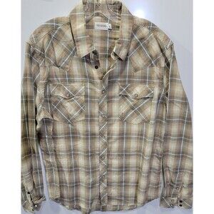 Tecovas Shirt Men's L Brown Plaid Pearl Snap Western Long Sleeve Cowboy Rodeo
